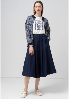 Solid Box Pleated Skirt