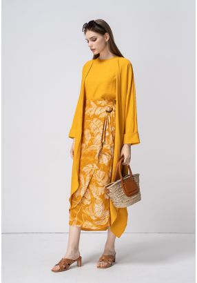 Solid Belted Crinkled Open Abaya