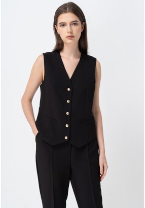 Single Breasted V-Neck Gilet