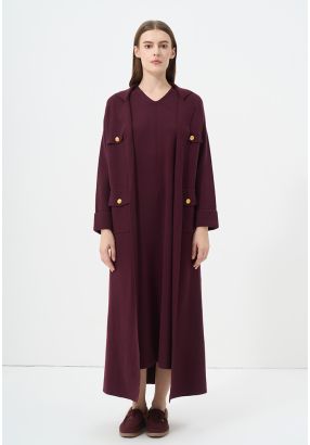 Solid Drop Shoulder Knitted Winter Abaya