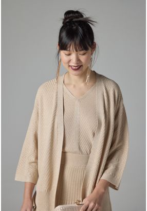 Solid Lurex Fabric Cardigan