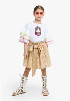 Mirror Embroidered High-Waist Skirt