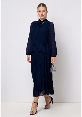 Pleated Flared Maxi Skirt