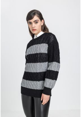 Contrast Lurex Knitted Sweater