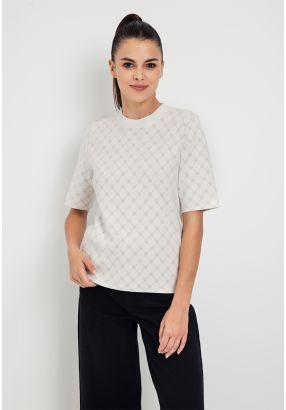 Knitted Monogram Print T-shirt
