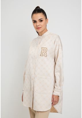 Monogram Print Drop Shoulder Jacket