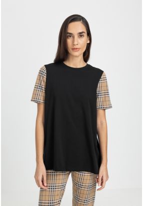 Check Sleeve T-shirt