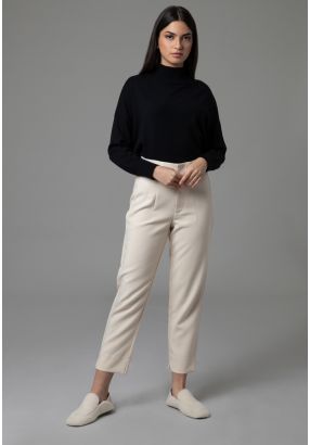Side Slits Solid High Rise Formal Trousers
