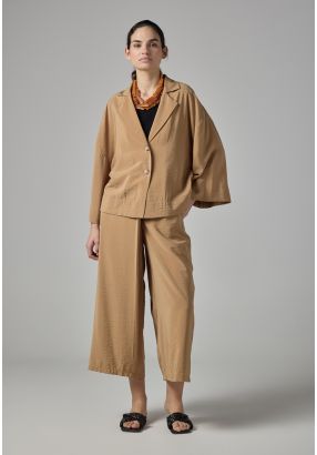 Solid Crinkled Wrap Trousers