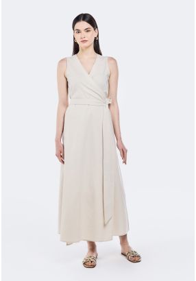 Sleeveless Linen wrap Dress