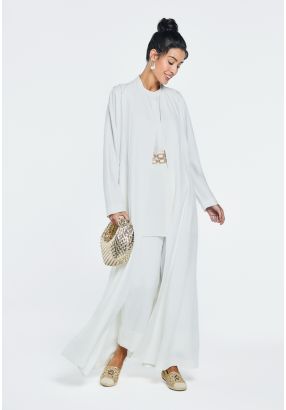 Crinkled Belted Solid Abaya