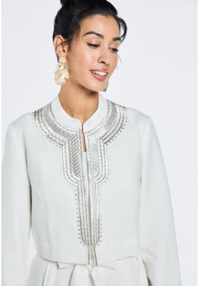 Solid Embroidered Cropped Jacket