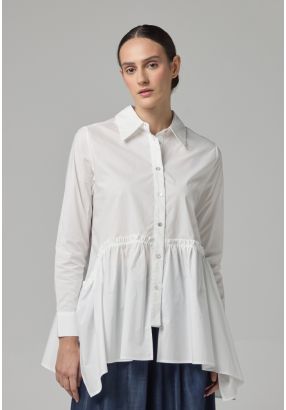 Asymmetrical Hem Ruffle Shirt