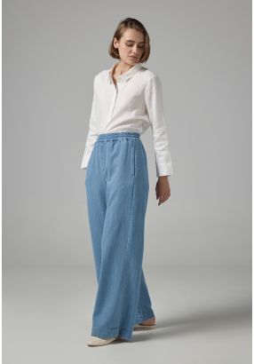 Wide Leg Denim Trousers