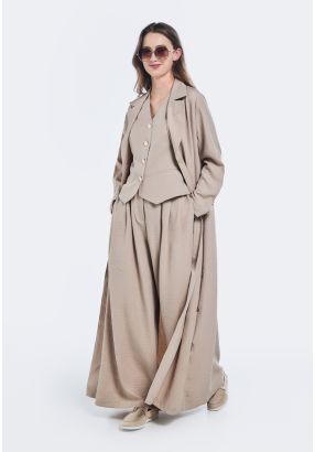Button Embellished Crinkled Abaya