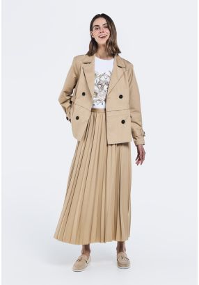 Solid Pleated Skirt