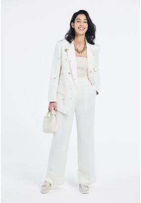 Straight Cut Elastic Waist Trousers
