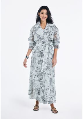 Floral Printed Organza Coat
