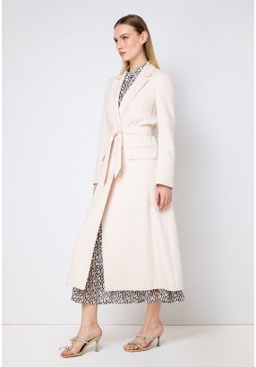 Notched Collar Solid Maxi Jacket
