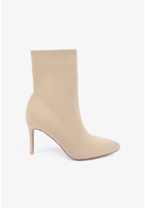 Solid Knitted Heeled Boots