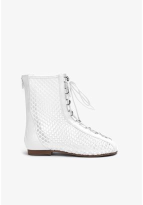 Mesh Lace Up Gladiator Sandals