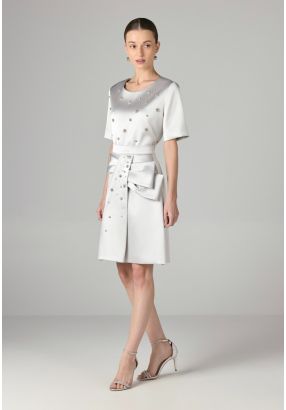 Crystal Embellished Above Knee Skirt