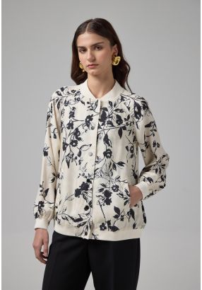 Floral Printed Raglan Sleeves Jacket