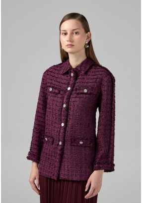 Long Sleeve Tweed Lurex Jacket
