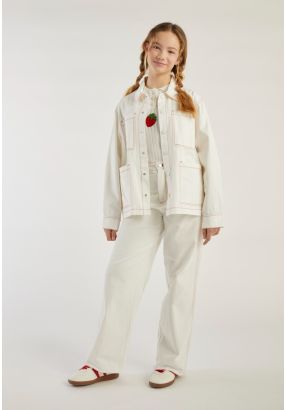 Tow Toned Strawberry Embroidered Trousers