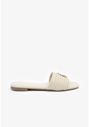 Solid PU Leather Charm Flats