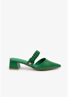 Solid Pointed Braded Strap Pumps