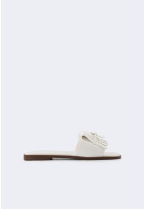 Solid PU Leather Bow Flats