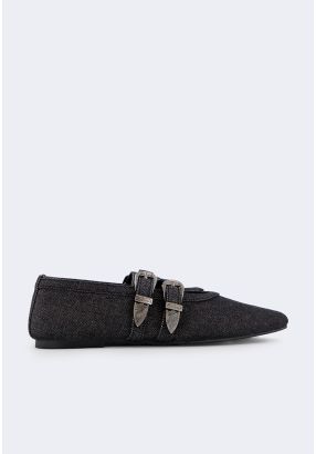 Double Strap Denim Flats