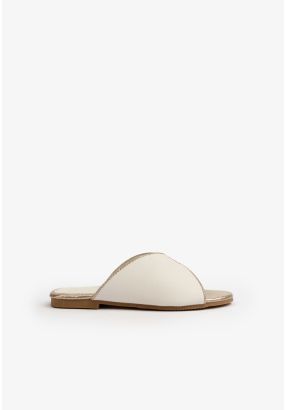 Single Flap PU Leather Flat Slides