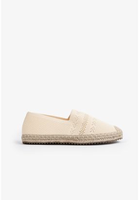 Solid Knitted Faux Straw Loafers