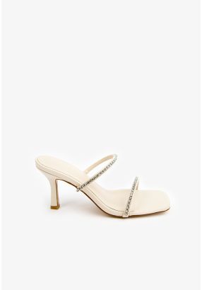 Double Crystal Strap Heeled Sandals