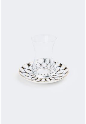 Tea Glass & Bone China Saucer (2 Pcs)