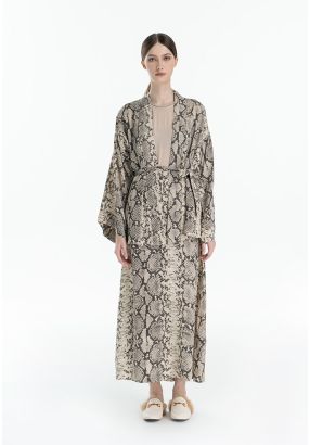 Snake Print All Over Maxi Buttoned Dress Sale