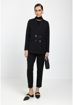 Solid Peg Leg High Waist Trouser
