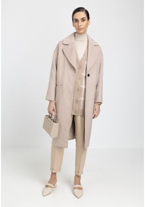 Notched Collar Relaxed Fit Coat