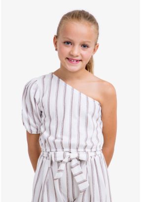 Asymmetrical Sleeves Striped Top