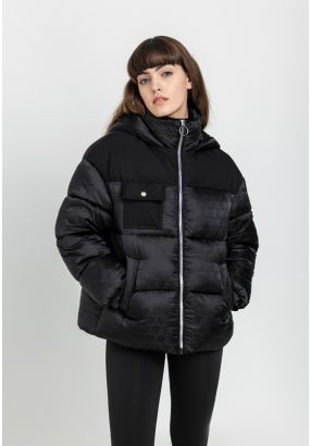 Printed Puffer Front Zip Jacket