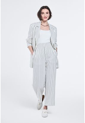 Wide Leg Striped Trousers