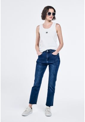 Frayed Hem Solid Jeans