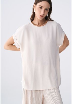 Cap-Sleeved Crinkled Top