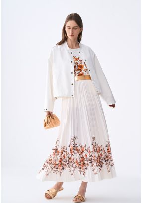 Floral Print Pleated Skirt
