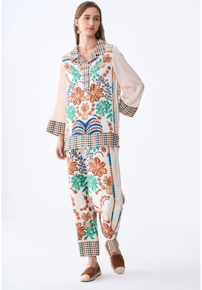 Printed Wide Leg Trousers