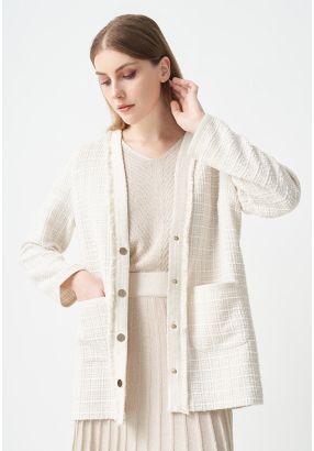 Fringe Tweed Lurex Midi Jacket