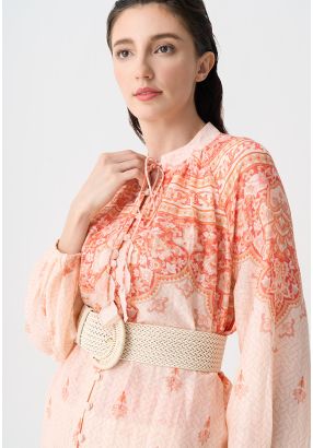 Printed Floral Mandarin Collar Blouse
