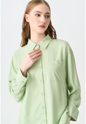 Solid Shirt With Button Tab Sleeve